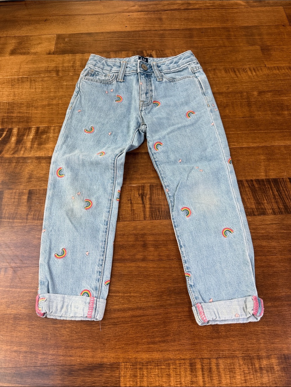 GAP Light Blue Kids Jeans with Rainbow Embroidery